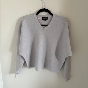Premise Women’s Light Gray V-Neck Soft Sweater Oversized Cropped Sz XL